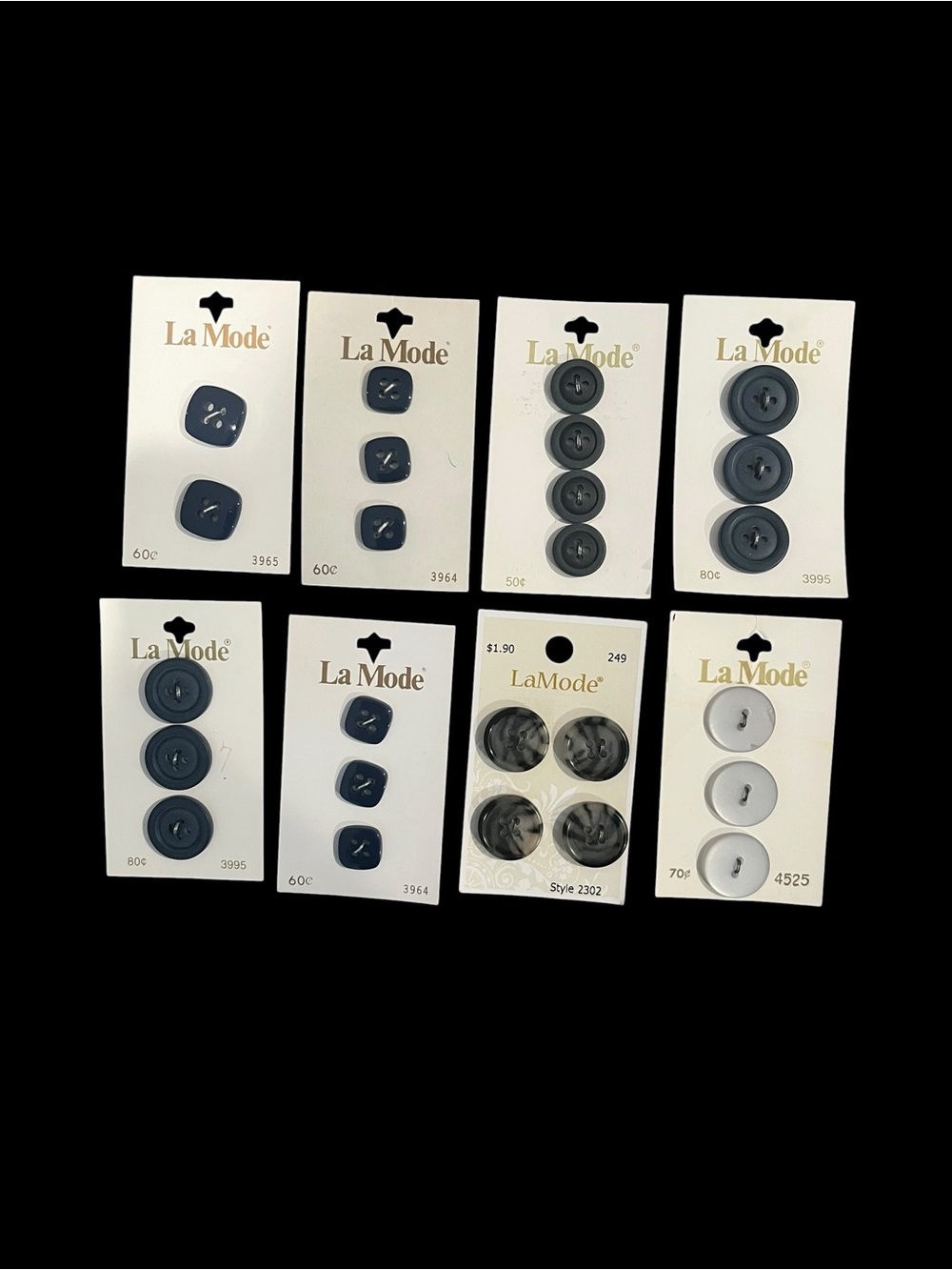 Vintage La Mode Button Cards Lot Sewing Crafting Navy Black